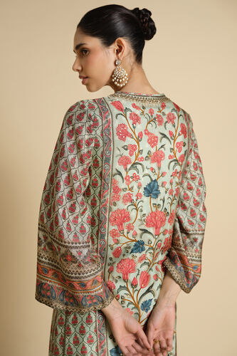 Azza Printed Silk Kaftan - Sage, Sage, image 5